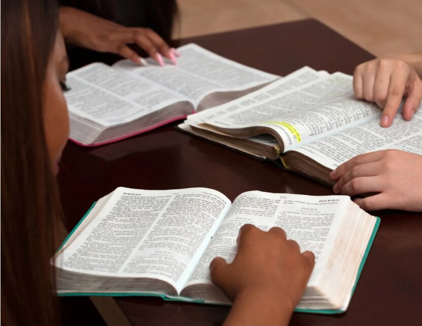Open Bibles during a group Bible study
